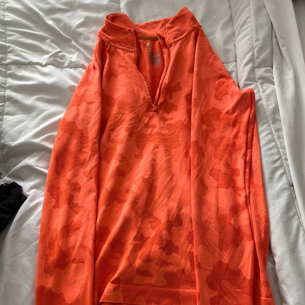 Orange Camo  Therma Fit 1/4 zip shirt